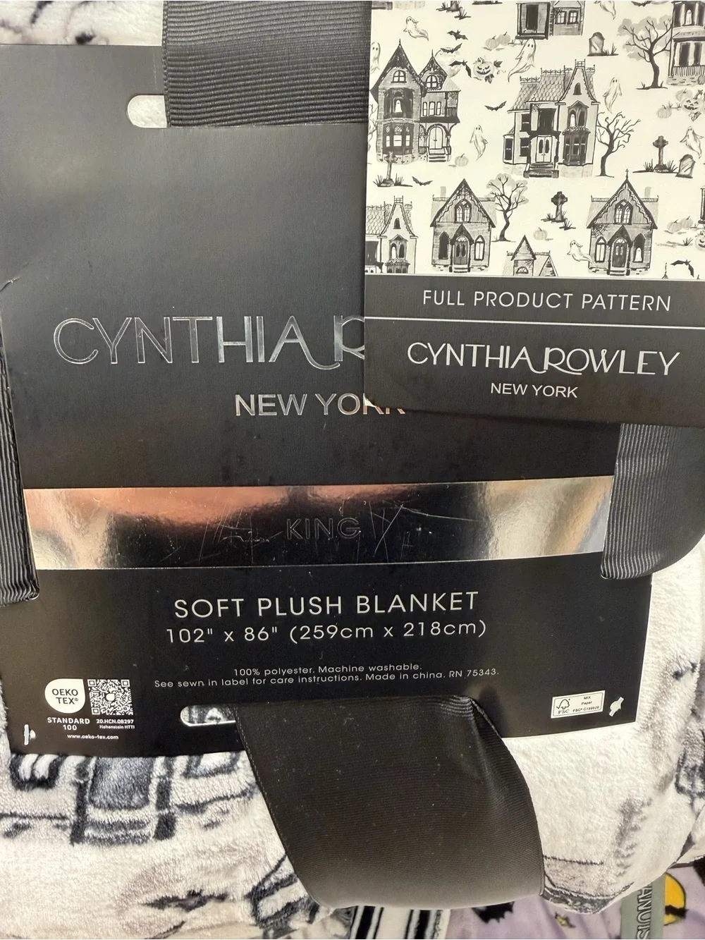 Cynthia Rowley Halloween Haunted House King Sized Blanket